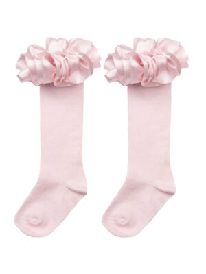 Caramelo Pink Ruffle Ribbon Knee Length Sock