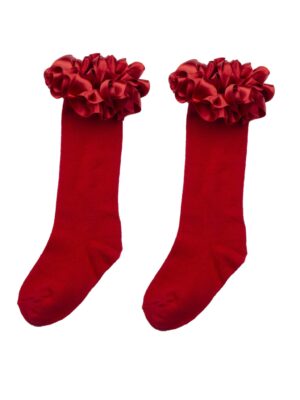 Caramelo Red Ruffle Ribbon Knee Length Sock