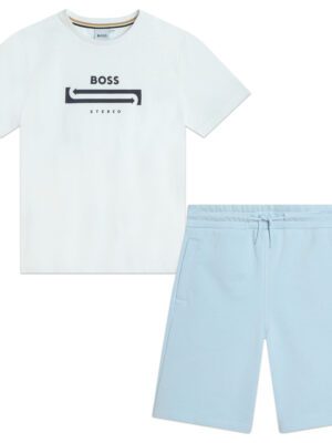 Boss White/Blue Stereo Shorts Set