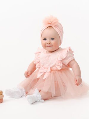 Caramelo Pink Baby Tulle Dress